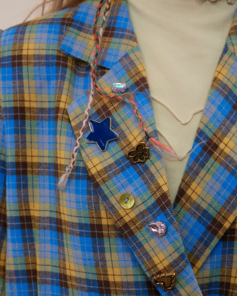 good manners oversized plaid blazer
