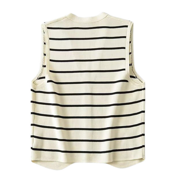like a french striped button up vest