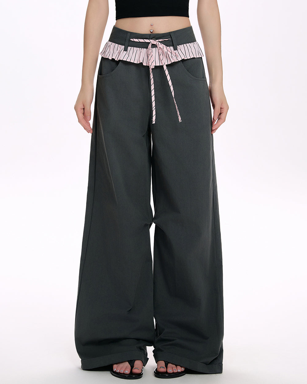 blokette aesthetic wide leg trousers
