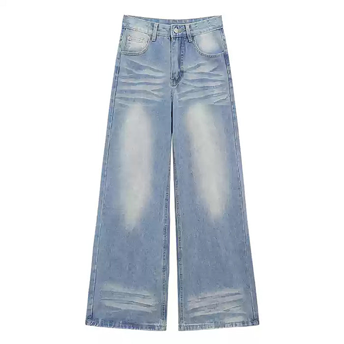 light blue washed wide leg jeans