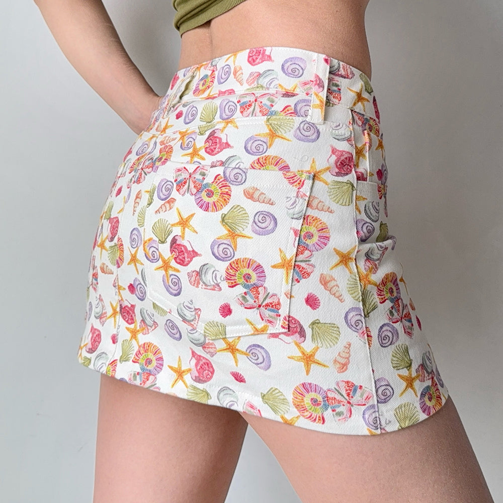 mermaid aesthetic denim mini skirt