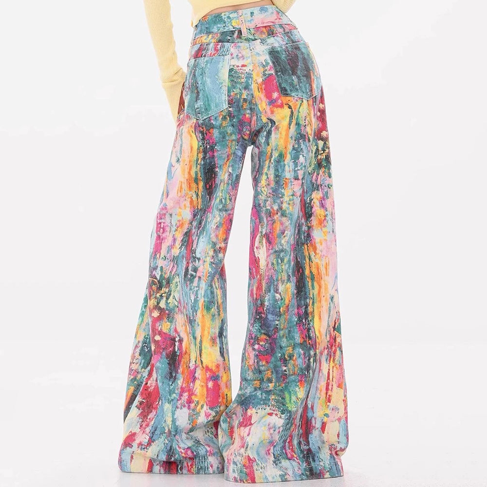 tie dye wide leg jeans
