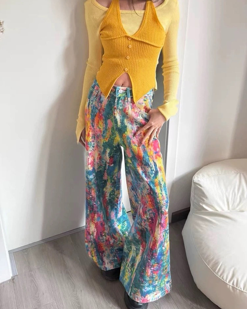 tie dye wide leg jeans